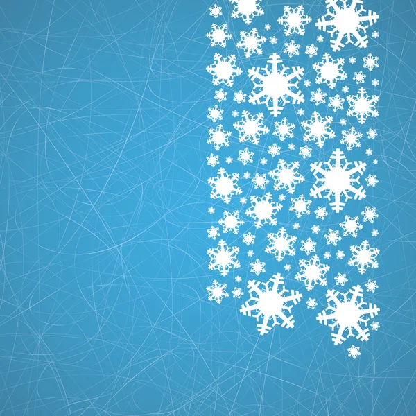 Snowflakes on ice with furrows. Christmas background. — Stock Vector