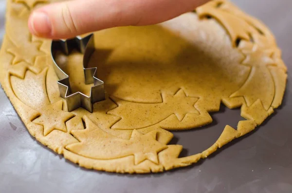 Making Christmas cookies. Star shape — Stock Photo, Image