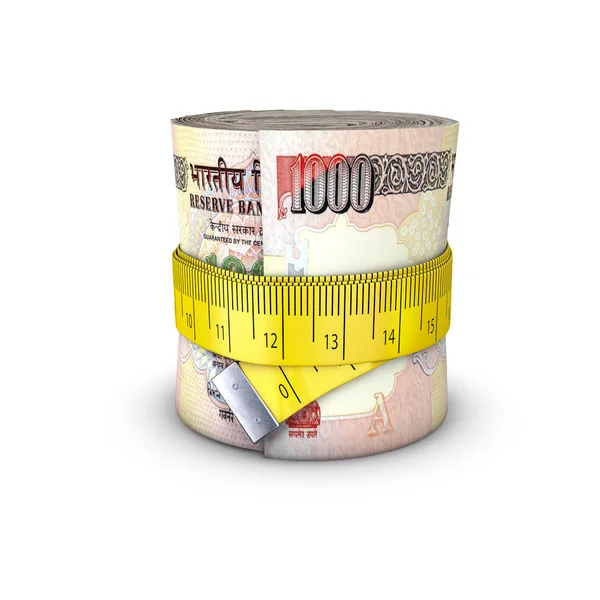 Tape measure rupees — Stock Photo, Image