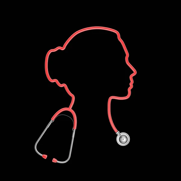 Stetoskop huvud kvinna — Stockfoto