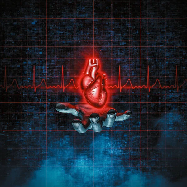 Heart beat hand — Stock Photo, Image