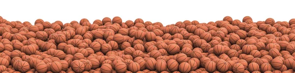 Piłki do koszykówki stos panorama — Zdjęcie stockowe