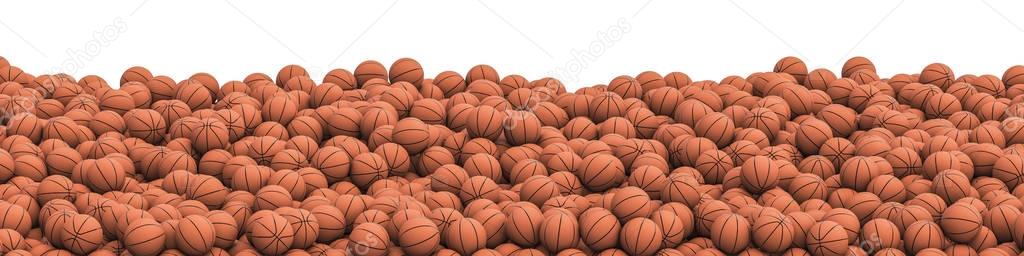 Basketballs pile panorama