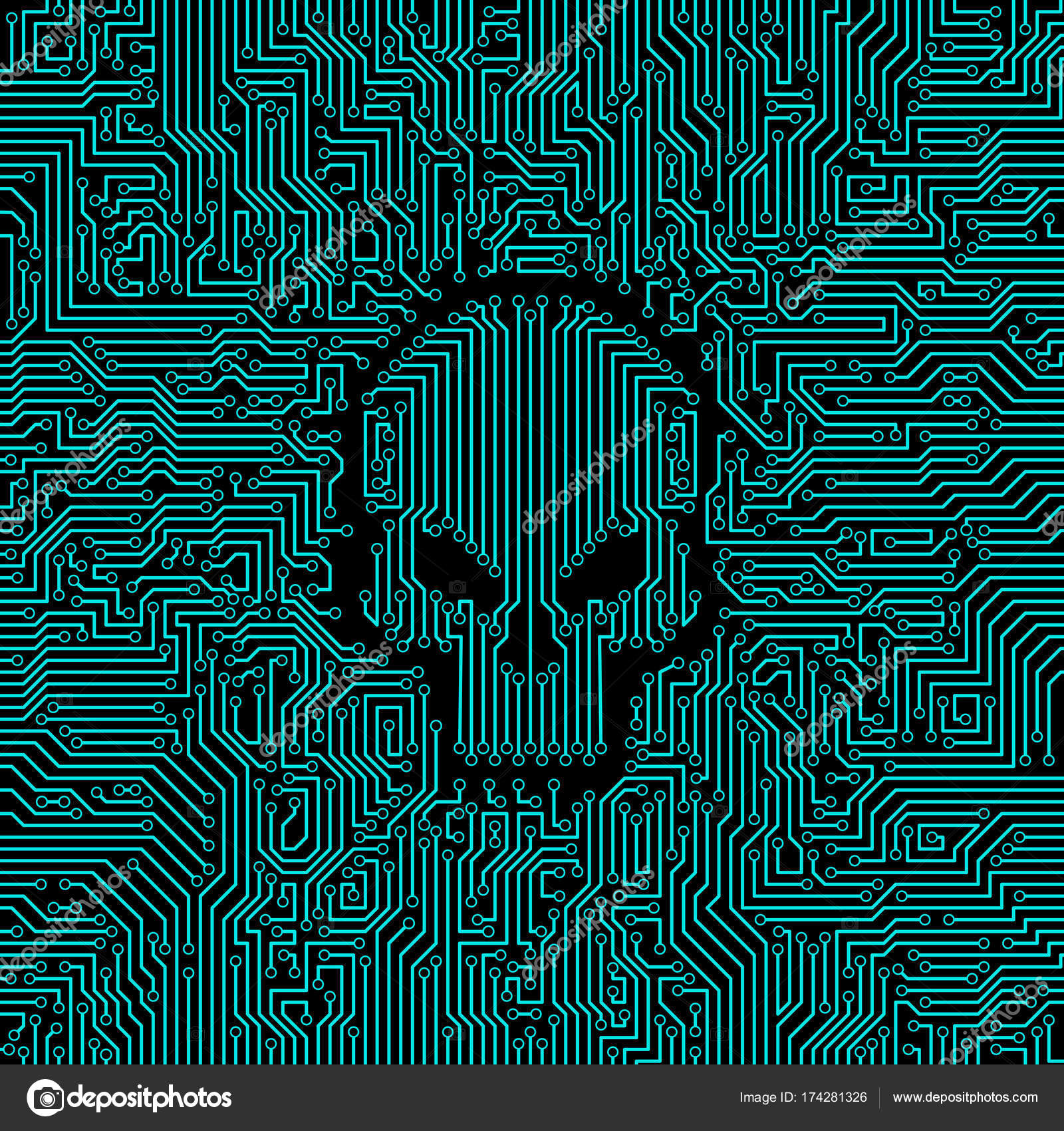 Crâne de circuit imprimé — Image vectorielle grandeduc stock illustration circuit board skull