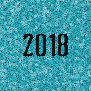 Bitcoins 2018 arka plan / bitcoins oluşturan binlerce 3d çizim 2018 şeklinde delik