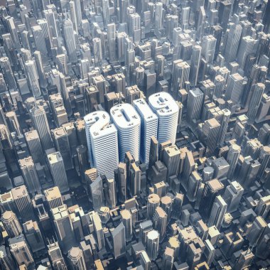 2019 ofis Kulesi kavramı / yıl 2019 3d çizimi şeklinde downtown modern şehir Binası