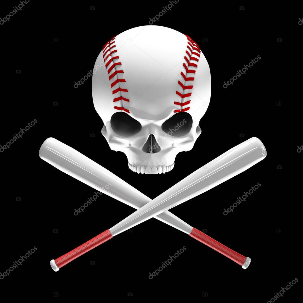 Baseball Skull Bats Illustration Skull Shaped Baseball Crossed Baseball