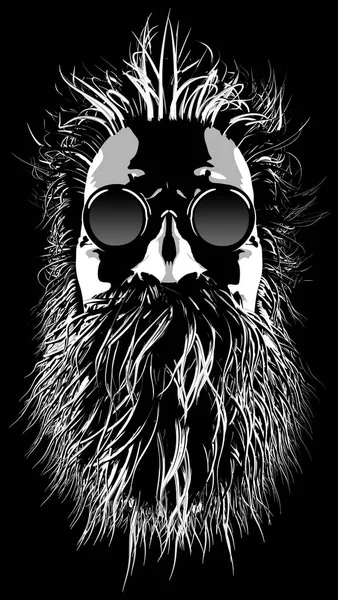 Haarige Hippie Figur Illustration Des Grungy Bärtigen Mannes Mit Sonnenbrille — Stockfoto