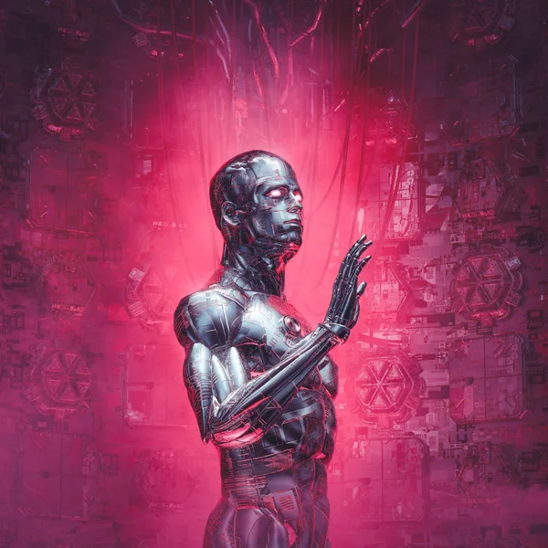 Cybernetic Visions Reboot Illustration Futuristic Metallic Science Fiction Αρσενικό Ανθρωποειδές — Φωτογραφία Αρχείου