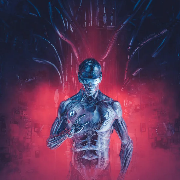 Chrom Eisbrecher Reloaded Illustration Eines Metallischen Science Fiction Männlichen Humanoiden — Stockfoto