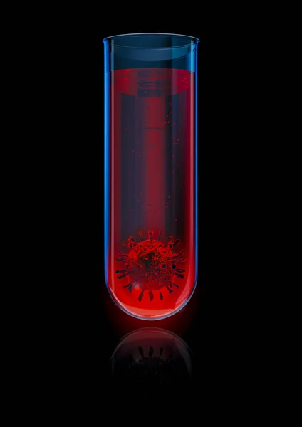 Concept Essai Laboratoire Covid Illustration Cellule Coronavirus Intérieur Tube Essai — Photo