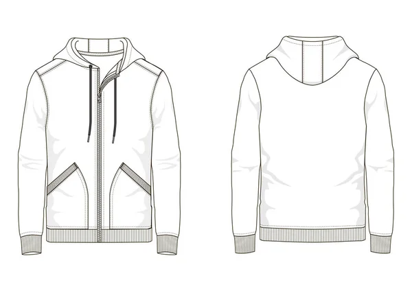 Technische schets man hooded sweatshirt - vector — Stockvector