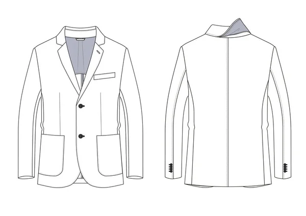 Erkek ceket yama cepler ile Teknik çizimi — Stok Vektör