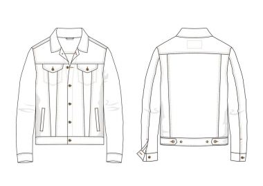 Teknik adam denim ceket vektör taslağını.