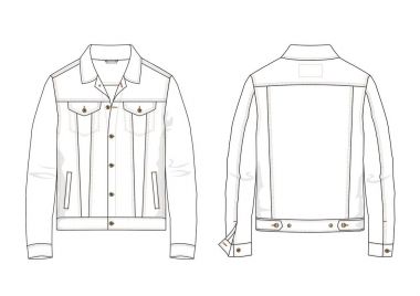 Technical sketch of man denim jacket in vector. clipart
