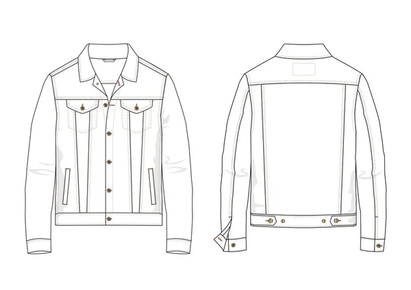 Technical sketch of man denim jacket in vector. — Stock Vector
