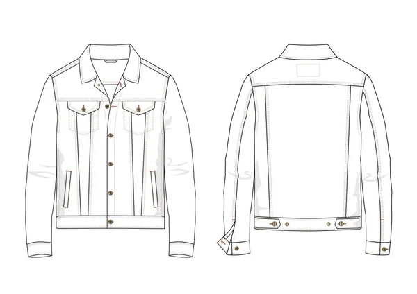 Teknik adam denim ceket vektör taslağını.