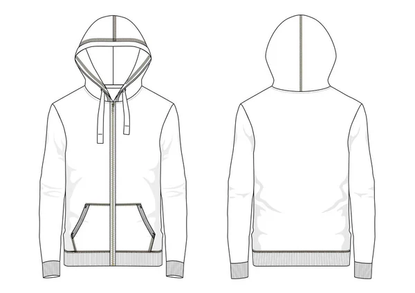 Technische Skizze eines Mann Sweatshirt in Vektor — Stockvektor