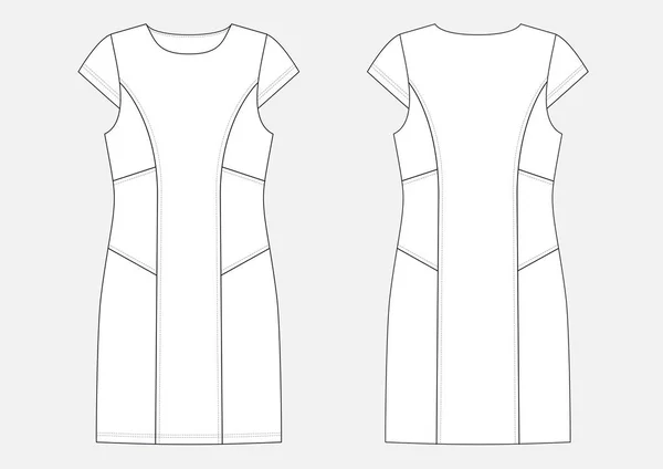 Mode technische schets van jurk — Stockvector