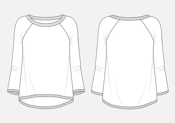 Mode Technische Schets Van Vrouw Sweatshirt Vector — Stockvector