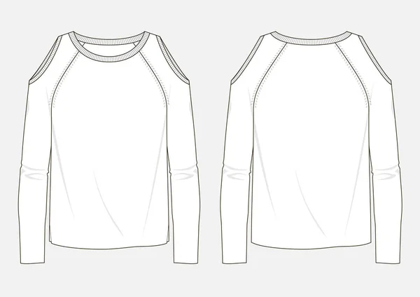 Moda teknik çizim vektör içinde kadın kazak.