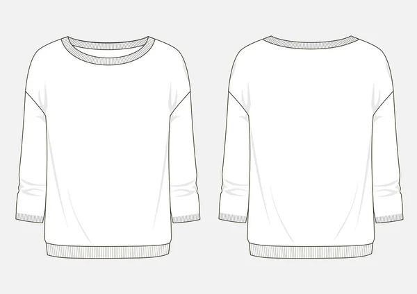 Mode Technische Schets Van Vrouw Sweatshirt Vector — Stockvector