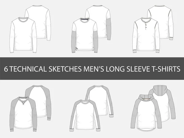Moda Teknik Çizimler Erkek Uzun Kol Shirt Vektör — Stok Vektör