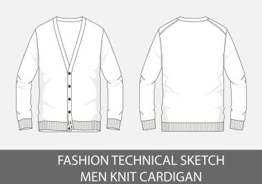 Moda teknik kroki erkek vektör grafiği içindeki hırka örgü