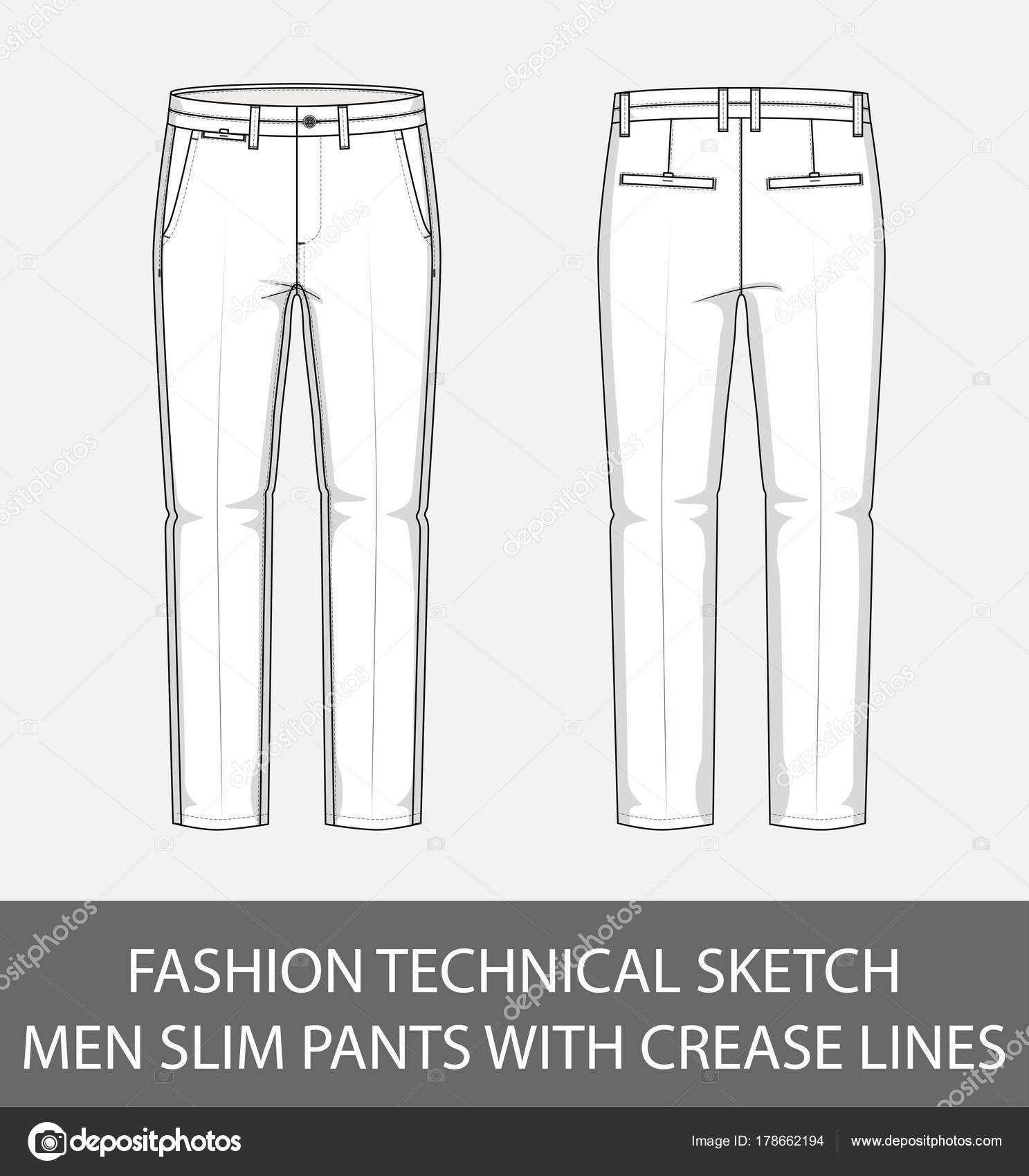 Trouser sketch design and Technical Fashion Illustration. Trousers pant  technical flat sketch design for tech pack and sweat pants mockup Stock  Vector | Adobe Stock