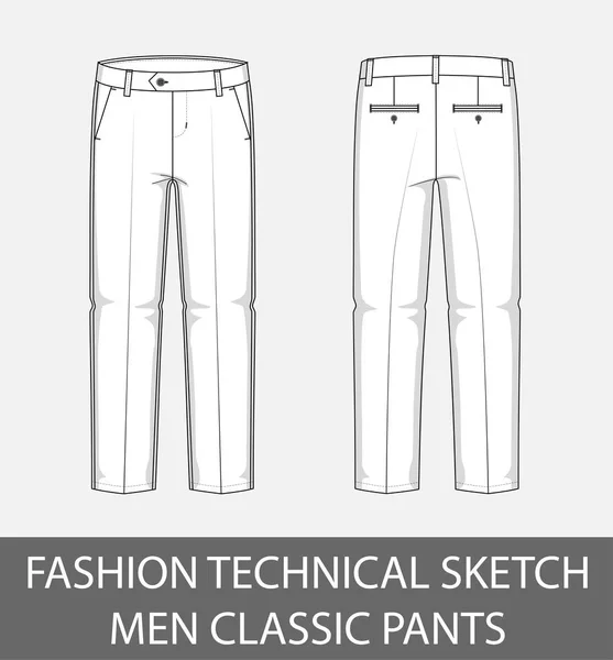 Moda Homens Esboço Técnico Calças Clássicas Vetor Gráfico —  Vetores de Stock