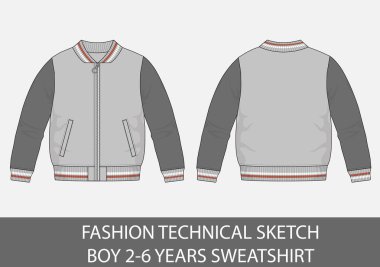 Moda teknik çizim vektör grafiği içindeki çocuk 2-6 yaş kazak