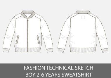 Moda teknik çizim vektör grafiği içindeki çocuk 2-6 yaş kazak