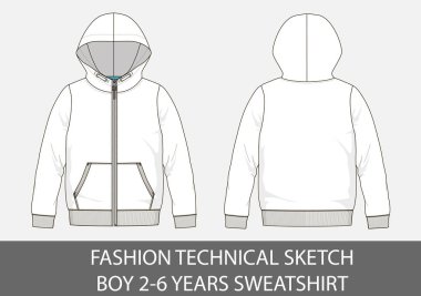 Moda teknik kroki ile vektör grafiği mahallede çocuk 2-6 yaş kazak