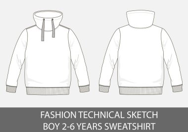 Moda teknik kroki ile vektör grafiği mahallede çocuk 2-6 yaş kazak