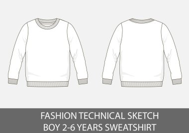Moda teknik çizim vektör grafiği içindeki çocuk 2-6 yaş kazak