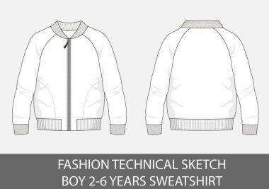 Moda teknik çizim vektör grafiği içindeki çocuk 2-6 yaş kazak