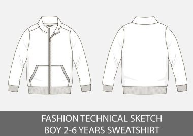 Moda teknik çizim vektör grafiği içindeki çocuk 2-6 yaş kazak