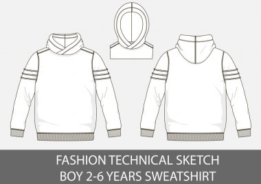 Moda teknik kroki ile vektör grafiği mahallede çocuk 2-6 yaş kazak