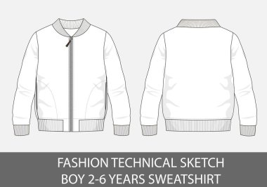 Moda teknik çizim vektör grafiği içindeki çocuk 2-6 yaş kazak