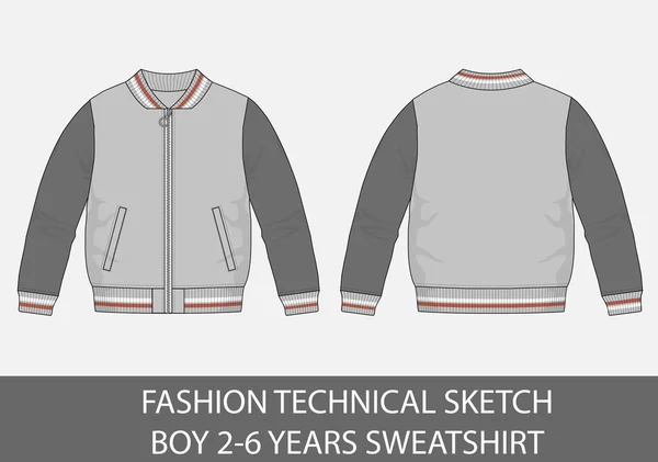 Fashion Technical Sketch Boy Years Sweatshirt Vector Graphic — Stock Vector