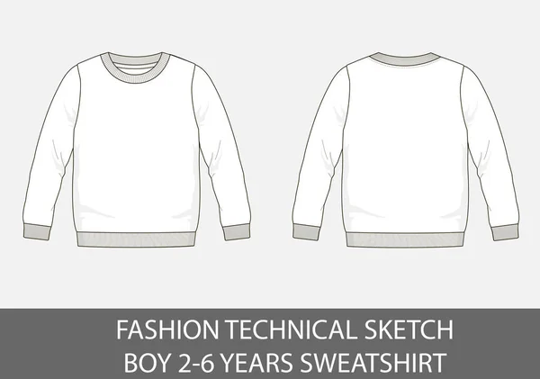 Moda Esboço Técnico Menino Anos Sweatshirt Vetor Gráfico — Vetor de Stock