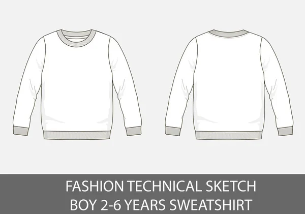 Mode Esquisse Technique Garçon Ans Sweat Shirt Graphique Vectoriel — Image vectorielle