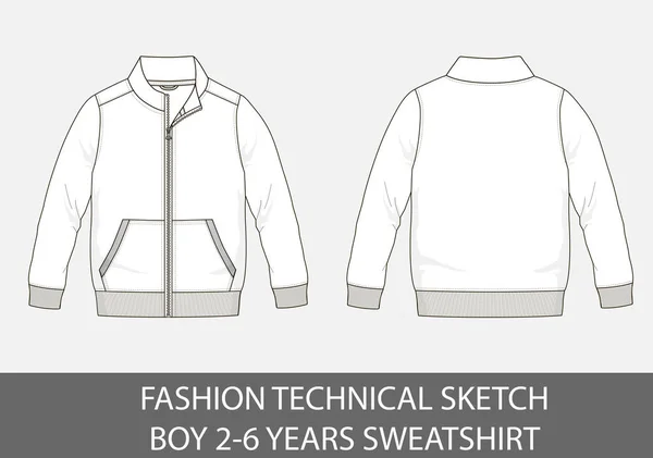 Fashion Technical Sketch Boy Years Sweatshirt Vector Graphic — Stock Vector