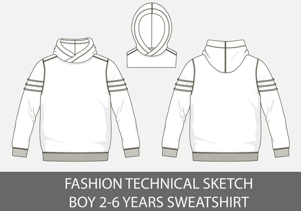 Mode Technische Sketch Jongen Jaar Sweatshirt Met Capuchon Vectorafbeelding — Stockvector