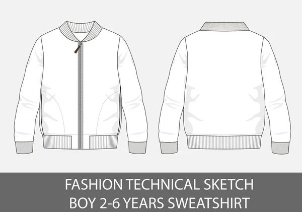 Mode Technische Sketch Jongen Jaar Sweatshirt Vectorafbeelding — Stockvector