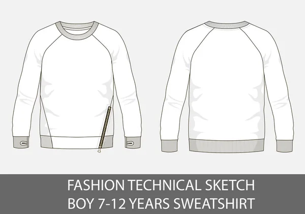 Moda teknik kroki için çocuk 7-12 yaş kazak vektör grafik içinde