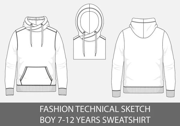 Moda teknik kroki ile vektör grafiği mahallede çocuk 7-12 yaş kazak