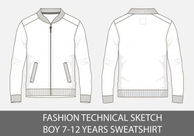 Moda teknik kroki için çocuk 7-12 yaş kazak vektör grafik içinde