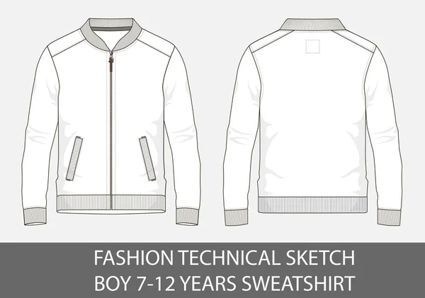 Mode Technische Schets Voor Boy Jaar Sweatshirt Vectorafbeelding — Stockvector