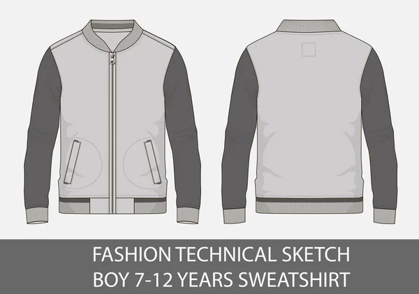 Mode Technische Schets Voor Boy Jaar Sweatshirt Vectorafbeelding — Stockvector